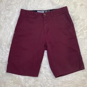 Free World Shorts Mens 31 Maroon Chino Bermuda Front Twill Casual Summer 31x10